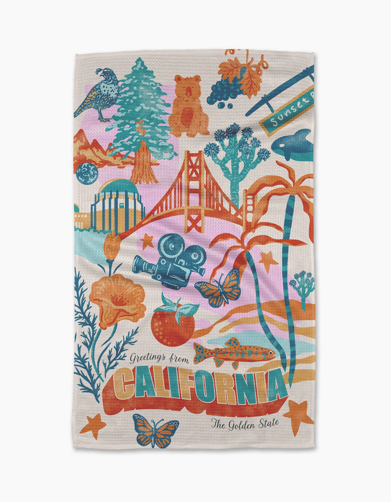 Greetings From California Tea Towel