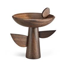 Small Leaf Bowl on Stand - Smoked Oak