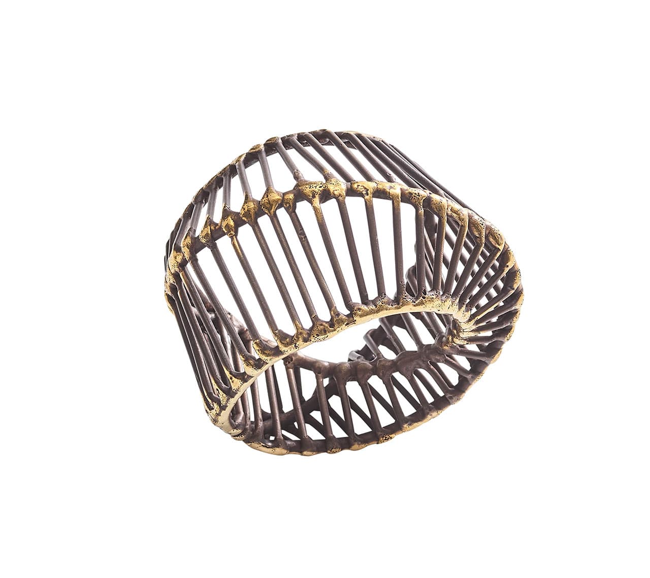 Gold and Gunmetal Cage Napkin Rings - Set of 4