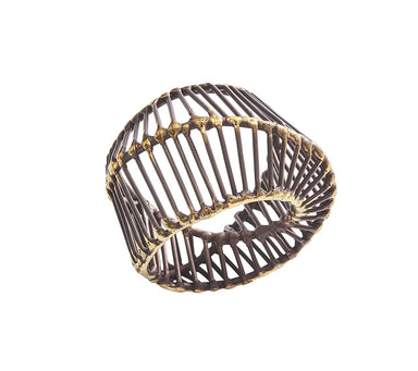 Gold and Gunmetal Cage Napkin Rings - Set of 4