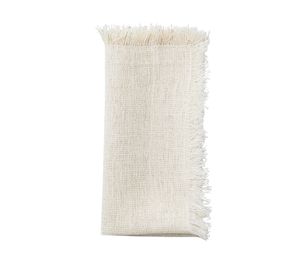 Fringe Napkin in White & Gold, Set of 4