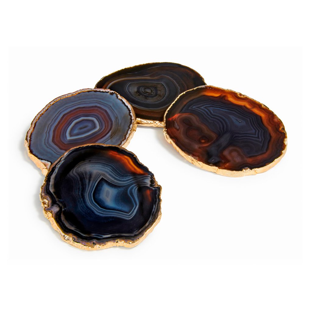 Midnight Gold Agate Coasters Set of 4